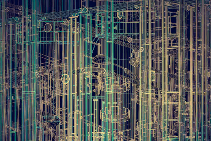Abstract industrial, technology background. Tools outlines, engineering, factory