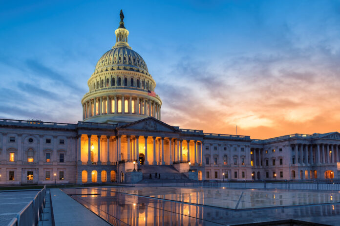 US Congressional building at sunrise