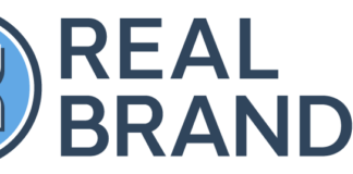 Real Brands Signs Letter of Intent to Acquire Assets of Boulder Botanical white background blue text reading real brands inc and a logo to the left featuring a white outline of leaves in a light blue circle
