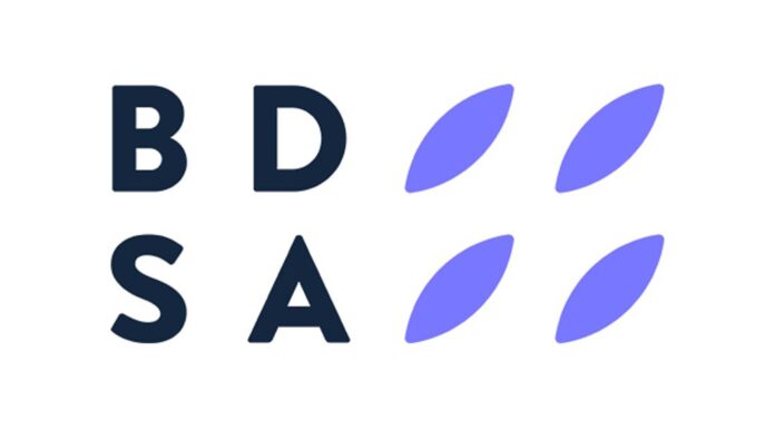b d s a logo in black on white background