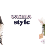 Canna Style Introduces French Inspired ‘Stoners in Paris’ Collection white background canna style logo in center woman using cannabis accessories on right of logo and product image display on left of photo