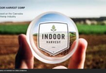 Indoor Harvest Appoints Entrepreneur Michael Blicharski to Board farm in background hand holding crystal ball in foreground with indoor harvest logo on the front of the ball