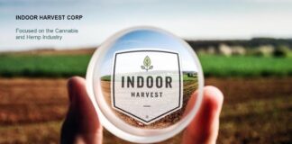 Indoor Harvest Appoints Entrepreneur Michael Blicharski to Board farm in background hand holding crystal ball in foreground with indoor harvest logo on the front of the ball
