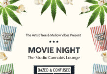 The Studio Lounge at The Artist Tree & Mellow Vibes launch movie screening events movie night poster for dazed and confused at the studio cannabis lounge