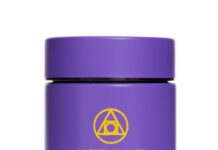 Alchemy Jars Announces Innovative Way to Store and Protect Cannabis from the Summer Heat white background royal purple jar with achelmy jars branding in gold on the front
