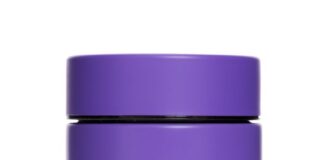 Alchemy Jars Announces Innovative Way to Store and Protect Cannabis from the Summer Heat white background royal purple jar with achelmy jars branding in gold on the front