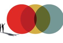 3 Essentials for Developing Successful Social-Equity Partnerships illustration of two people pointing at three circles in red yellow and green