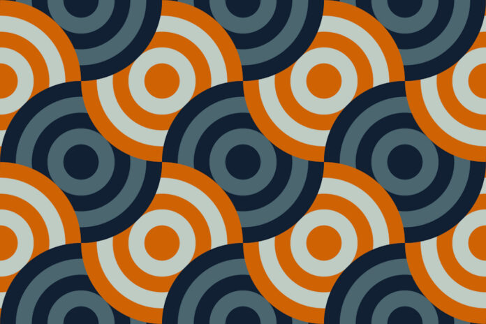 abstract target circles in blue and orange