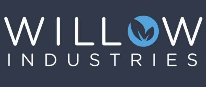willow industries logo in blues and white
