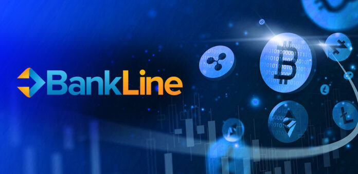 BankLine logo on blue background