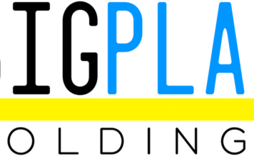white background with big plan holdings logo in black blue and yellow