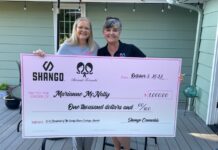 Two-Time Cancer Survivor Honored with Cash, Gifts from Portland Dispensary Marianne-check-presentation-2