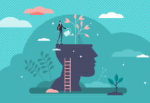 6 Key Considerations When Optimizing New and Existing Grows Mind growth progress concept, flat tiny person vector illustration. Head silhouette with businessman growing symbolic knowledge plant. Brain process and intellectual activity improvement strategy.