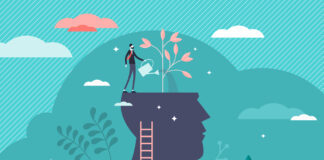 6 Key Considerations When Optimizing New and Existing Grows Mind growth progress concept, flat tiny person vector illustration. Head silhouette with businessman growing symbolic knowledge plant. Brain process and intellectual activity improvement strategy.