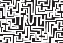 Understanding Sales Trends of the Past Three Years Cartoon illustration of truth word inside a complex maze or labyrinth