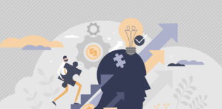 The Need to Upskill Quickly in Fast-Growth Industries Upskilling learn as work educational qualification rise tiny person concept. Employee training and coach for positive progress and smart labor vector illustration. Performance boost with mentoring job