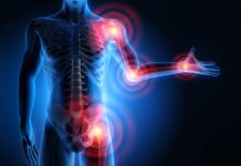 Gb Sciences Co-Publishes Study Demonstrating Anti-Inflammatory Properties of Cannabis Ingredients a translucent human body with a skeleton inside and red circles around the joints