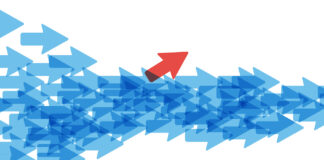 Disruptors Wanted Unique individuality concept vector illustration - one arrow pointing to a different direction