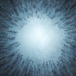 How to Generate Hundreds of Qualified Leads Crowd of diverse people gather around empty circle in the middle. 3D illustration