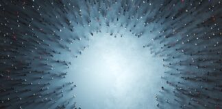 How to Generate Hundreds of Qualified Leads Crowd of diverse people gather around empty circle in the middle. 3D illustration