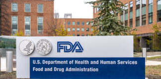 FDA Issues Guidance for Clinical Research & Product Development Washington, USA- January13, 2020: FDA Sign outside their headquarters in Washington. The Food and Drug Administration (FDA or USFDA) is a federal agency of the USA.