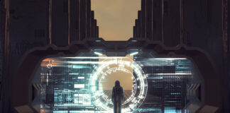 6 Cyber Risk Strategies to Protect against Potential Exposures Astronaut walks through futuristic portal on a sci fi background . This is a 3d render illustration .