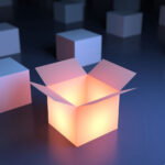 4 Ways To Beat a Saturated Market Unique luminous opened box. 3d abstraction