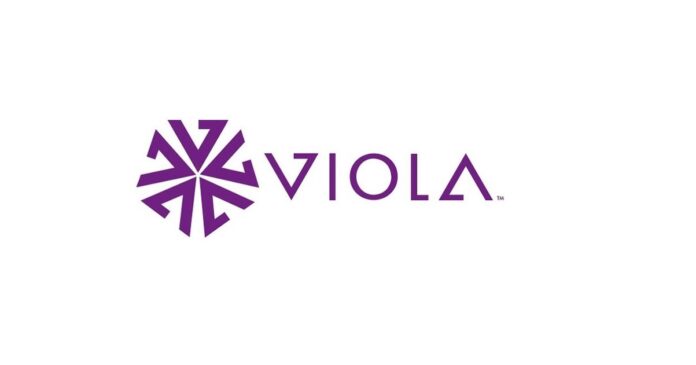 viola logo white background with purple text