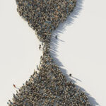 New York’s Retail Bottleneck Could Fuel a $7.2B Illicit Market crowd of people in the shape of a hourglass, 3d illustration