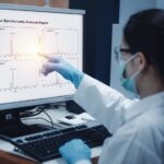 Study Reveals Chemical Differences in Indoor and Sungrown Cannabis Scientist woman indicates the chromatogram of mass spectrometry analysis results of compounds, as shown on the computer monitor of mass spectrometer instrument in the laboratory for indoor vs outdoor cannabis study