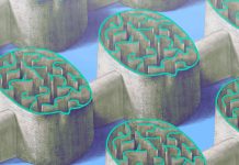 The Medical Community Must Embrace Education Brain maze concept idea, conceptual art, surreal 3d illustration, abstract painting, graphic design of labyrinth