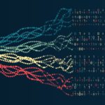 Looking at 420 by the Numbers A dynamic array of information consisting of multi-colored lines and waves. Data sorting process. Big data stream futuristic infographics. File structuring, machine learning. Big data visualization.