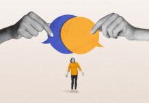 The Importance of Branding for Your Customers in 2023 Composite collage illustration of small clueless guy shrug shoulders look two big arms hold dialogue bubble