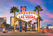 10 Best-Rated Dispensaries in Las Vegas best-dispensaries-las-vegas Las Vegas, Nevada, USA at the Welcome to Las Vegas Sign at dusk.