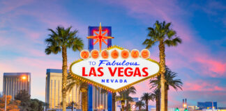 10 Best-Rated Dispensaries in Las Vegas best-dispensaries-las-vegas Las Vegas, Nevada, USA at the Welcome to Las Vegas Sign at dusk.