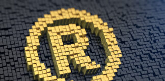 Protect Your Trademark & Avoid Litigation cannabis-trademark-protectionRegistered symbol of the yellow square pixels on a black matrix background. Registered rights and trademarks concept.