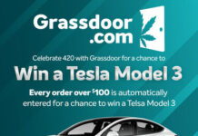 Grassdoor, the Most Trusted Cannabis Delivery Service in California, is Giving Away a Tesla Model 3 to one lucky customer to celebrate 420 Grassdoor, the Most Trusted Cannabis Delivery Service in California, is Giving Away a Tesla Model 3 to one lucky customer to celebrate 420.