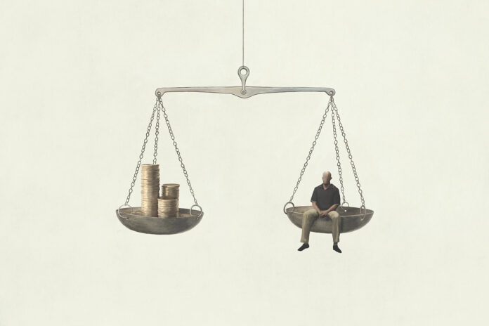 Illustration,Of,Surreal,Balance,Concept,,Every,Man,Has,His,Price