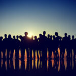 Group People Corporate Business Standing Silhouette Concept