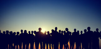 Group People Corporate Business Standing Silhouette Concept