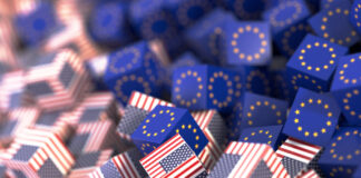 What the U.S. and EU Can Learn from Each Other United States and Europe economic and political relationship, original 3d rendering