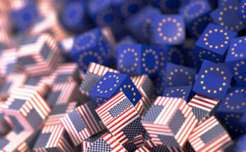What the U.S. and EU Can Learn from Each Other United States and Europe economic and political relationship, original 3d rendering