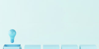 6 Outside-the-Box Retail Strategies 3d illustration. Light bulb. Idea and think outside of the box concept.