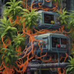 Industry Evolution & Craft Revolution Cannabis plants growing out of a machine in an indoor AI facility