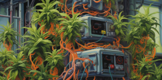 Industry Evolution & Craft Revolution Cannabis plants growing out of a machine in an indoor AI facility