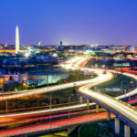 6 Best-Rated Dispensaries in Washington D.C. Washington, D.C. skyline with highways and monuments.