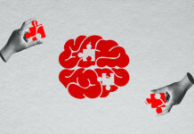 Trade Shows: Why the Best-Laid Plans Are Subject to Change Contemporary art collage. Human hands putting puzzles inside brain symbolizing news skills, knowledges, information. Concept of business, office, career, creativity, growth, brainstorming, ad