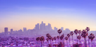 11 Best-Rated Dispensaries in Los Angeles Los Angeles skyline with downtown and palm trees