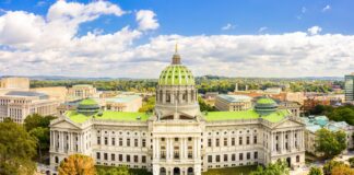 PA Medical Marijuana Growers Can Sell Directly to Patients Pennsylvania State Capitol, in Harrisburg on a sunny day.