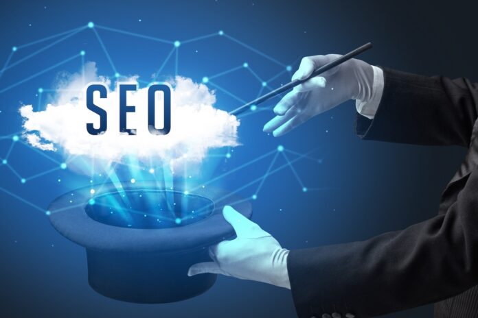 SEO magic wizard performing search engine optimization best practices 2024